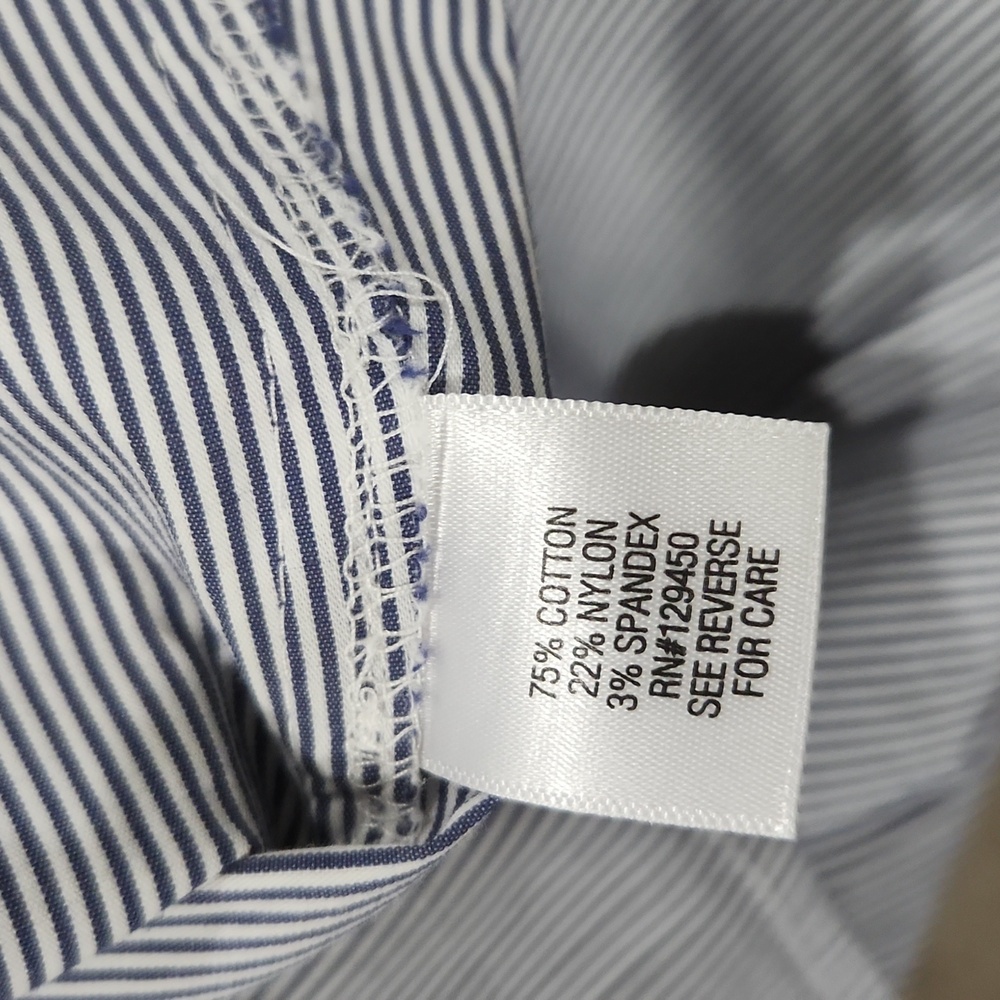 Blue and White striped cotton blend blouse in great condition! Medium - Picture 6 of 7